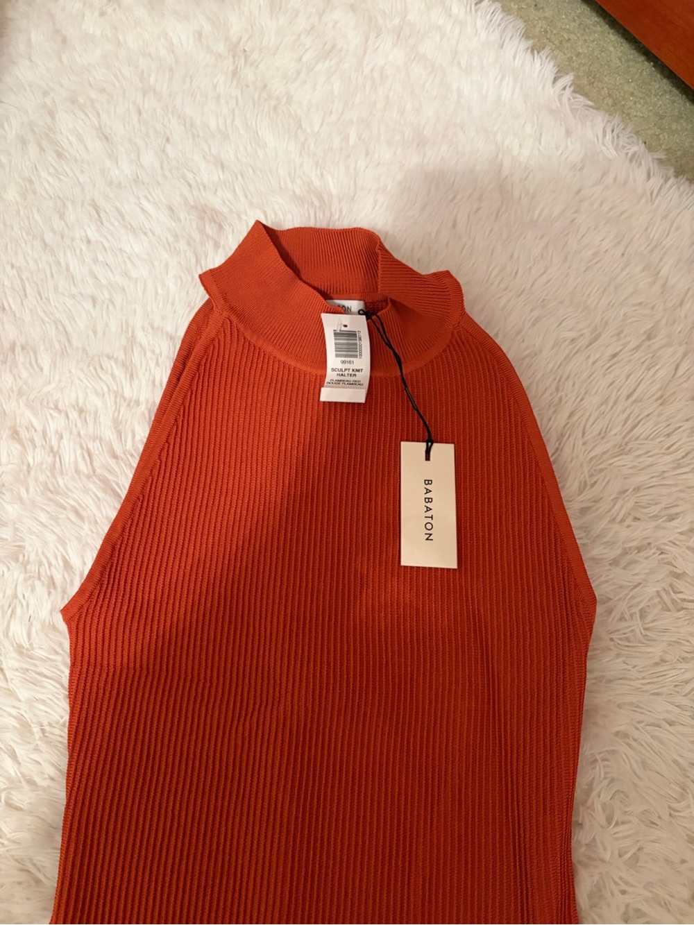 Aritzia Babaton Sculpt Knit Halter Sweater - Flame Red - Picture 2 of 4